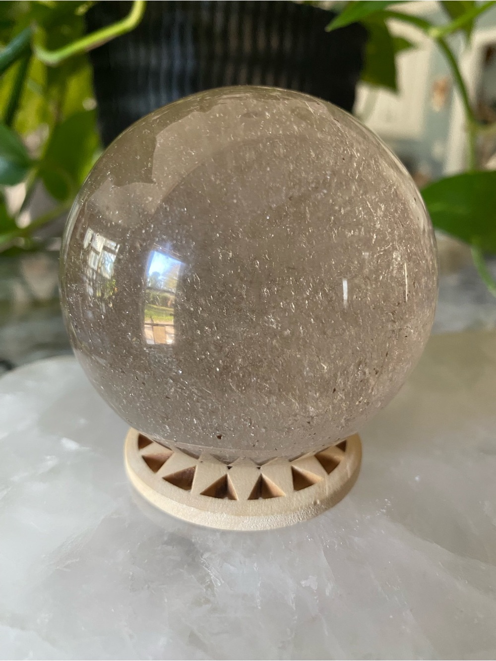 🤎✨ 2.69” Smoky Quartz Sphere with Golden Healer Inclusions ✨🤎